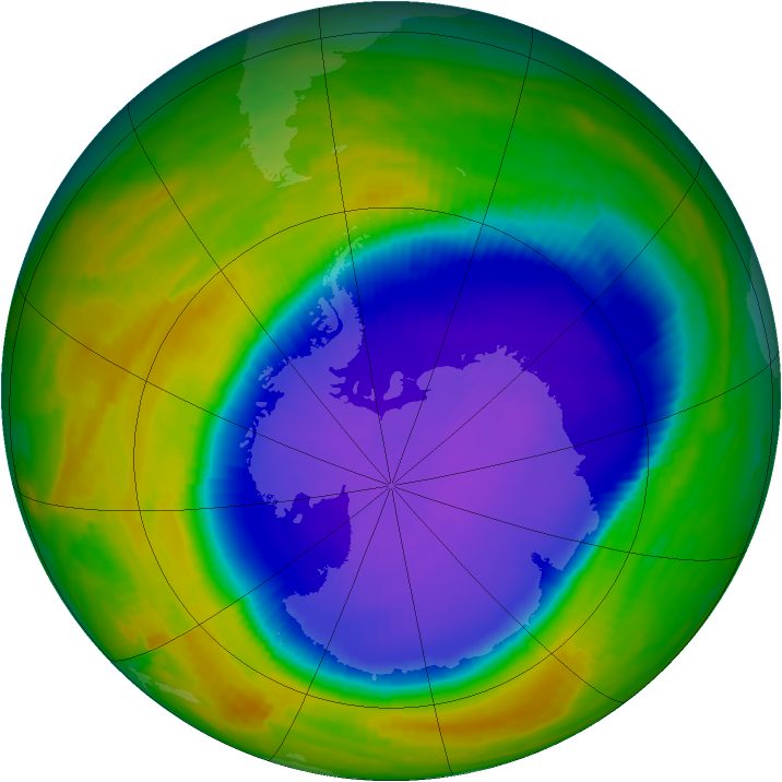 Antarctic ozone map for 13 October 1996